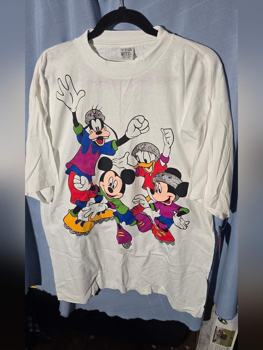 Ritz White Disney Character On Roller Blades Graphic Tee